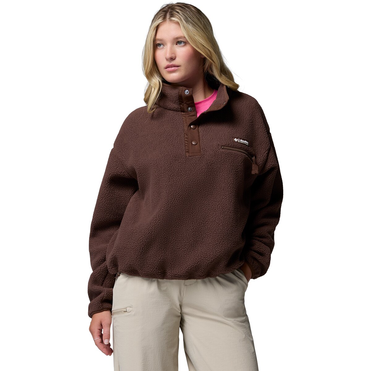 Image of Columbia Helvetia II Cropped 1/2-Snap Fleece Pullover - Women's Tobacco, M