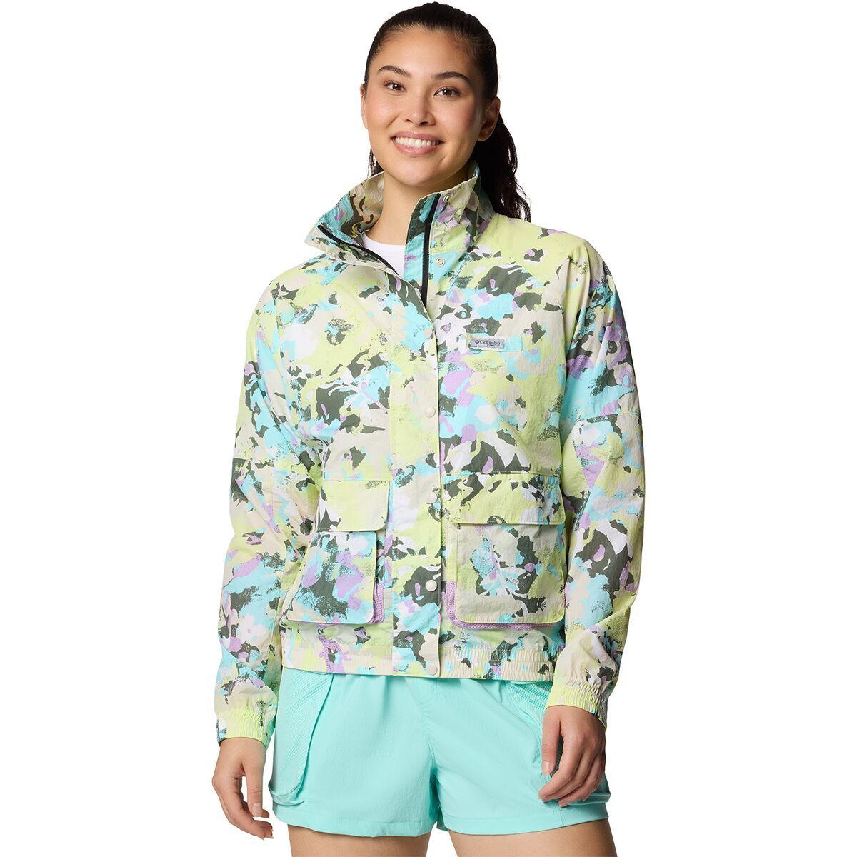 Columbia PFG Open Water Windbreaker - Women's Spring Yellow Wildblooms, L