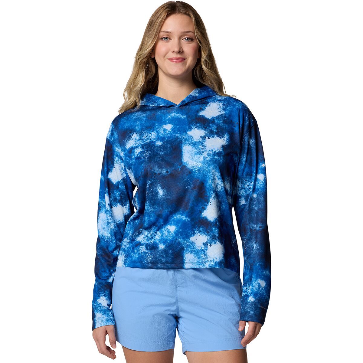 Image of Columbia PFG Solar Stream Printed Hoodie - Women's Vivid Blue Seafoamed, M