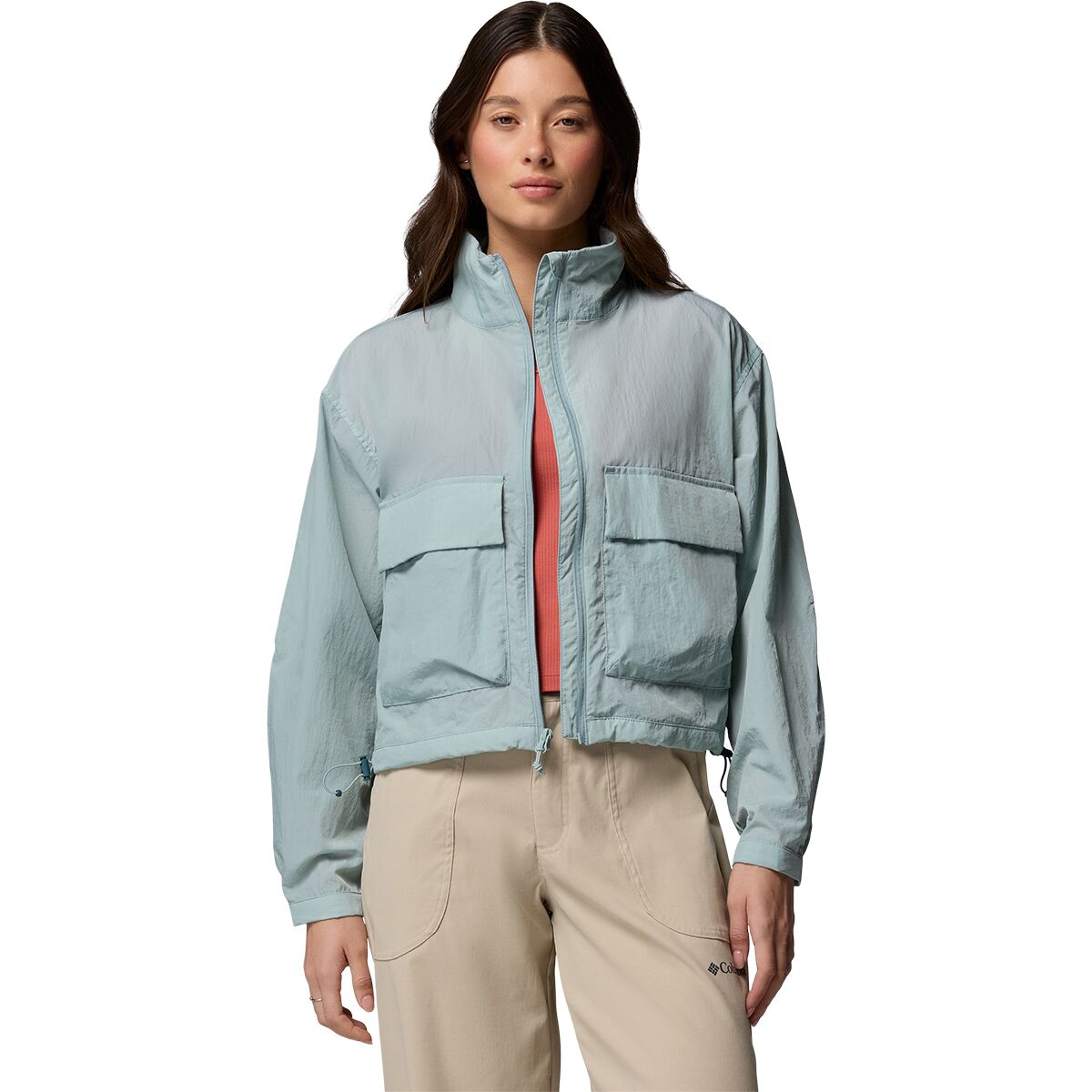 Image of Columbia Paracutie Cropped Cargo Windbreaker - Women's Crushed Blue, L