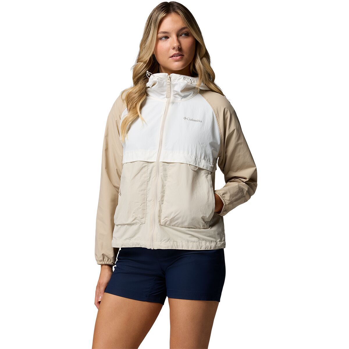 Image of Columbia Spire Valley Windbreaker - Women's Dark Stone/Sea Salt/Ancient Fossil, XS