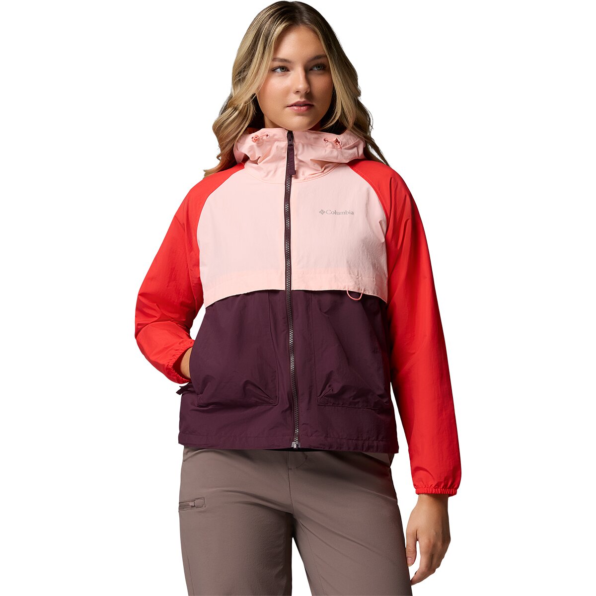 Image of Columbia Spire Valley Windbreaker - Women's Moonvista/Pink Sand/Poppy Red, XS