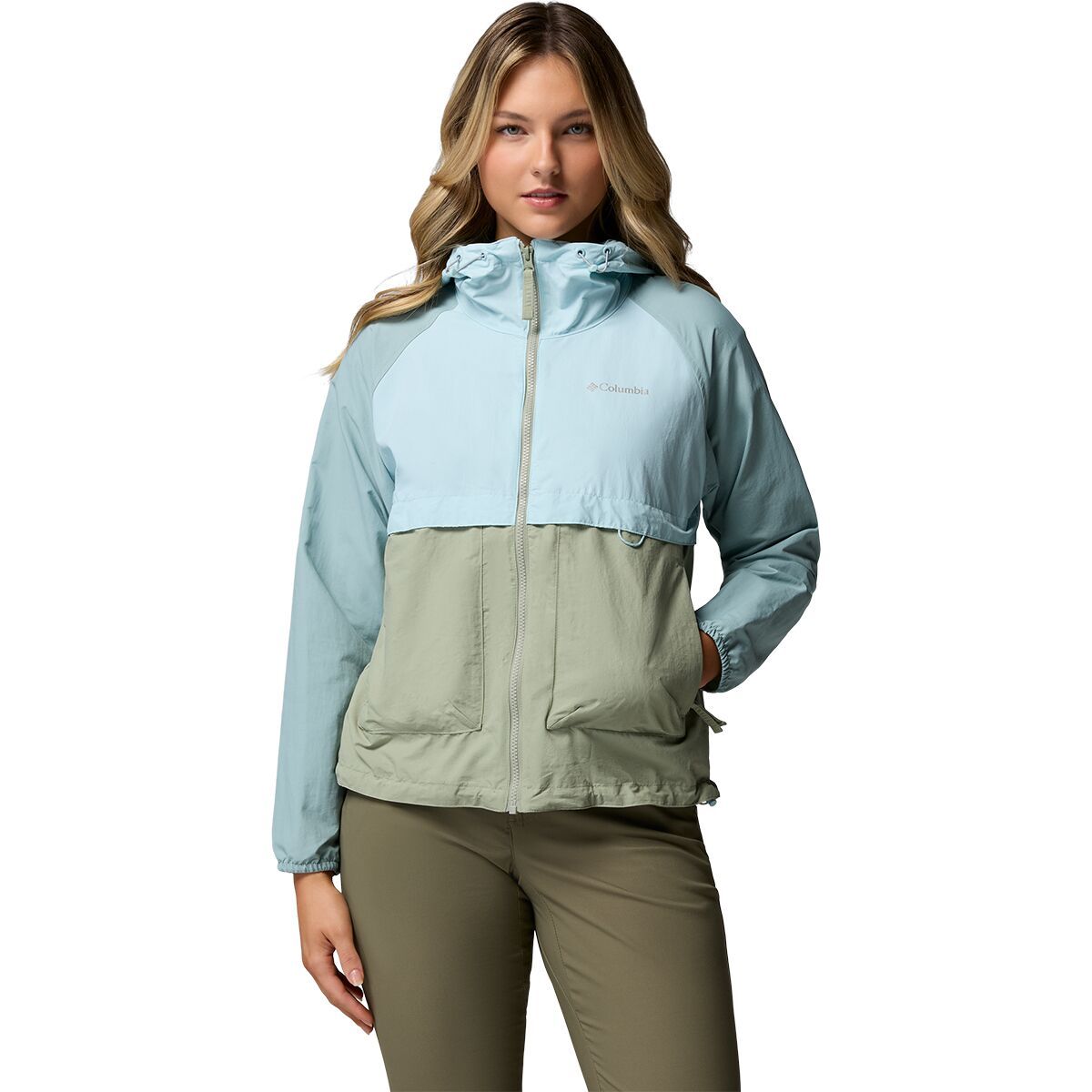 Image of Columbia Spire Valley Windbreaker - Women's Safari/Marine Light/Crushed Blue, M