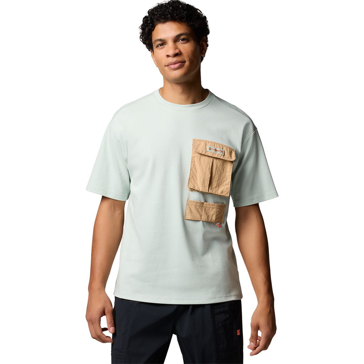 Image of Columbia Cove Beach Pocket T-Shirt - Men's Cool Green/Canoe, M