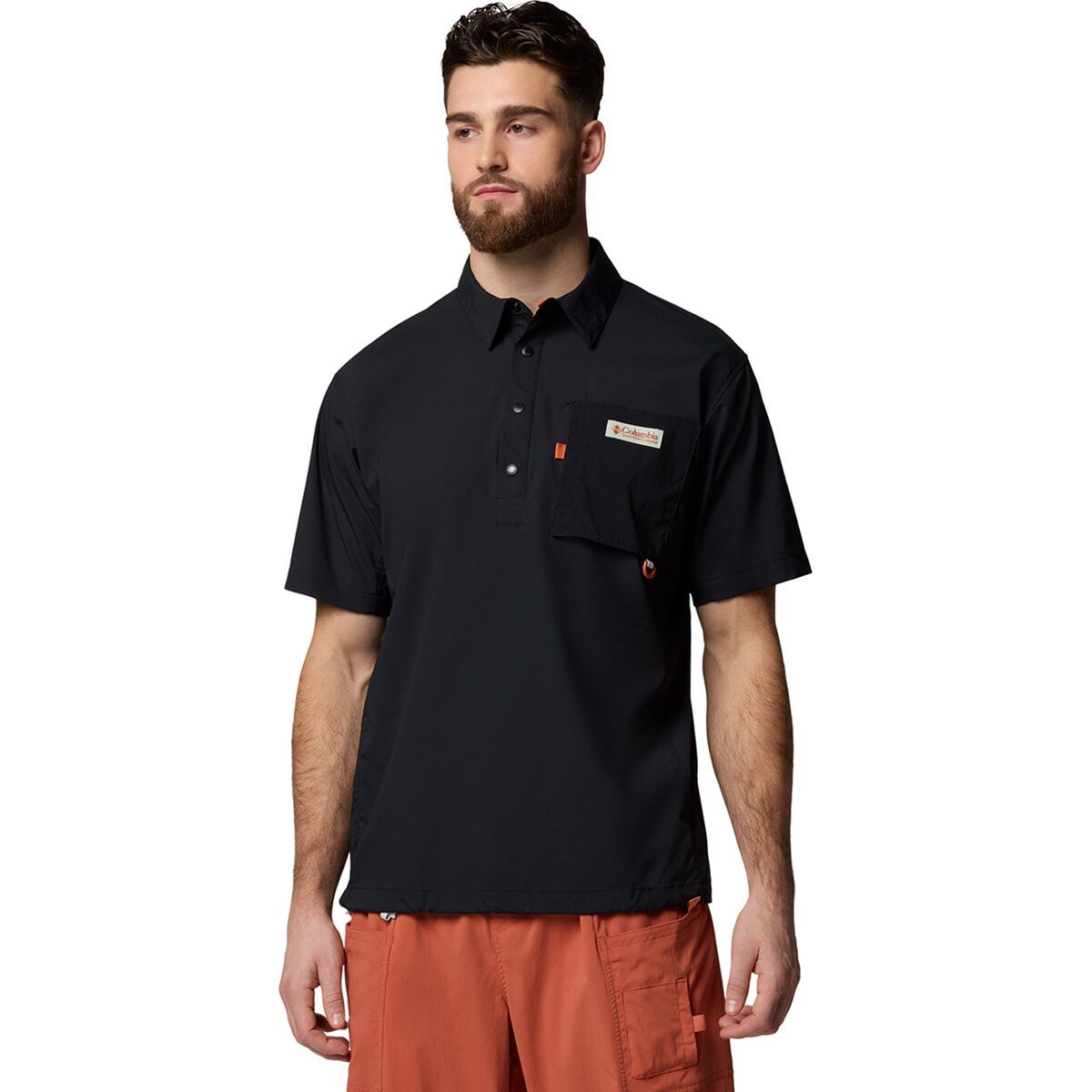 Image of Columbia Cove Beach Woven Short-Sleeve Shirt - Men's Black, M