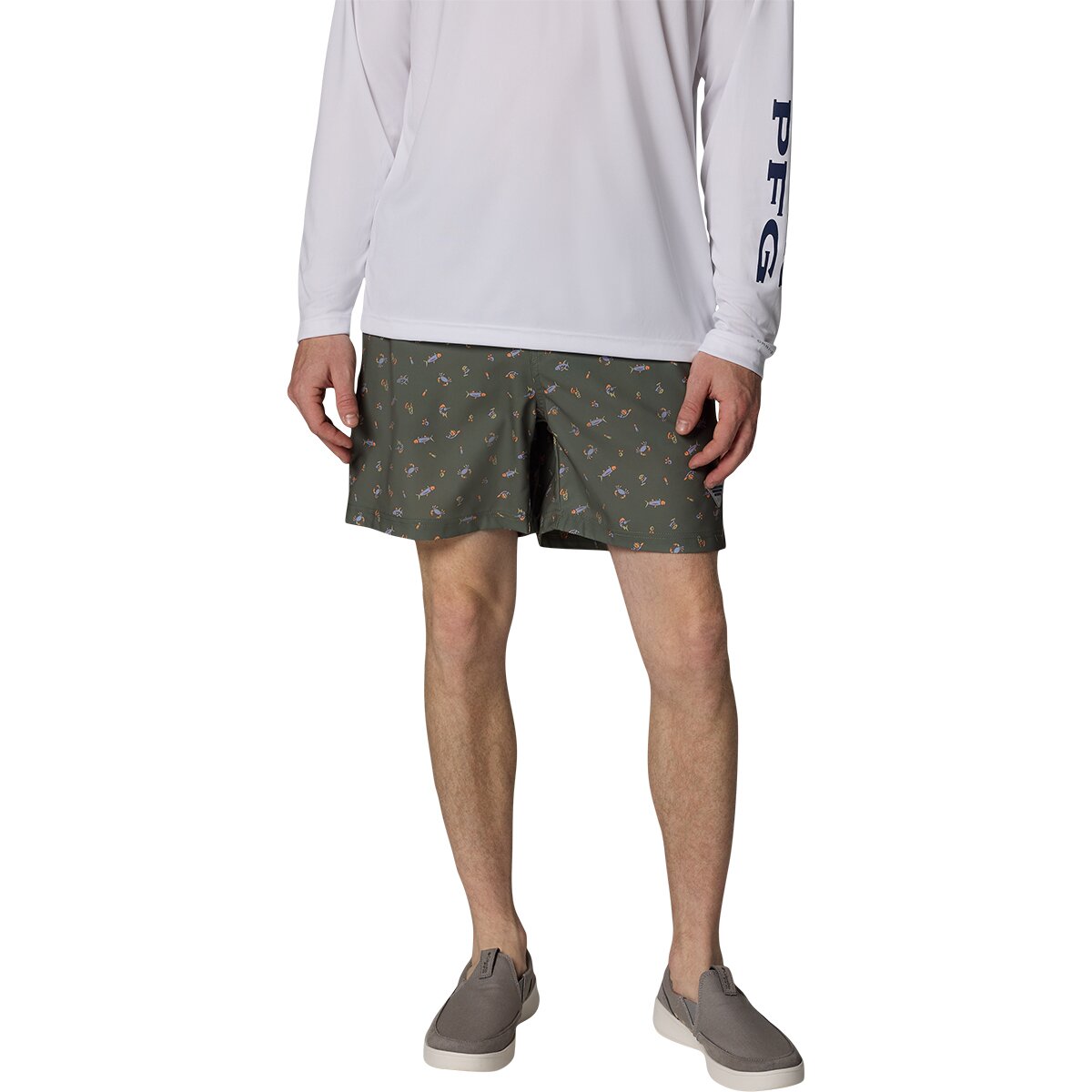 Image of Columbia PFG Rambler Printed 6in Water Short - Men's Cypress Florilife, M