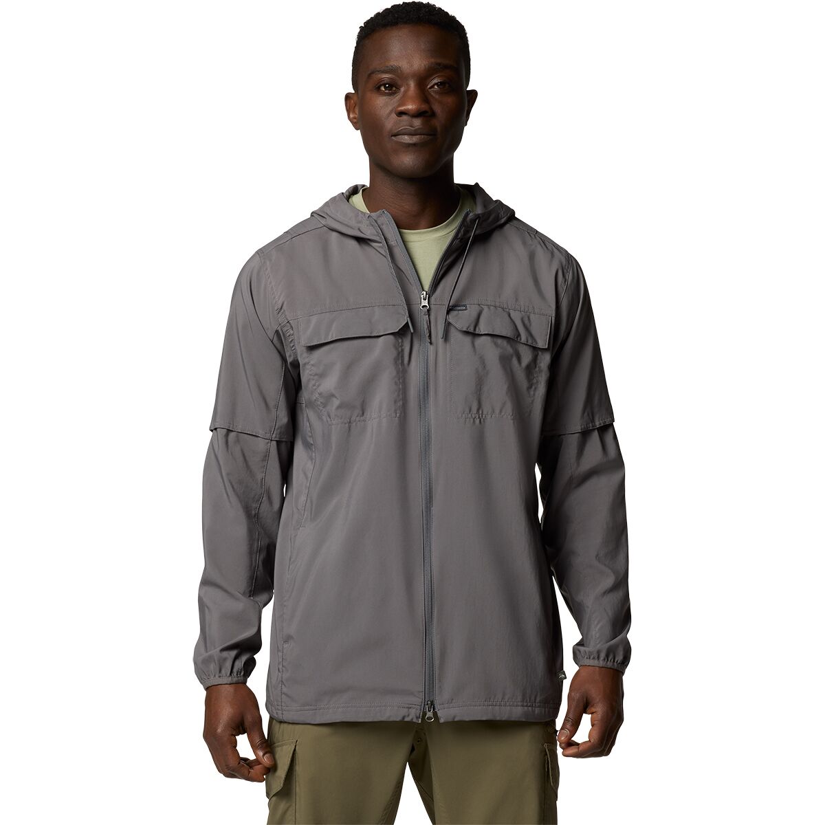 Image of Columbia Skien Valley Hooded Long-Sleeve Shirt - Men's City Grey, XL