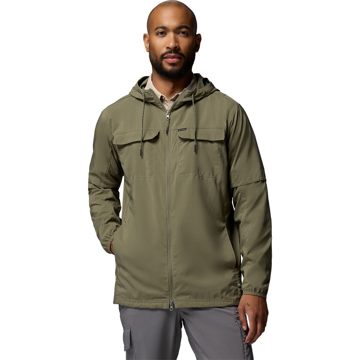 Image of Columbia Skien Valley Hooded Long-Sleeve Shirt - Men's Stone Green, XXL