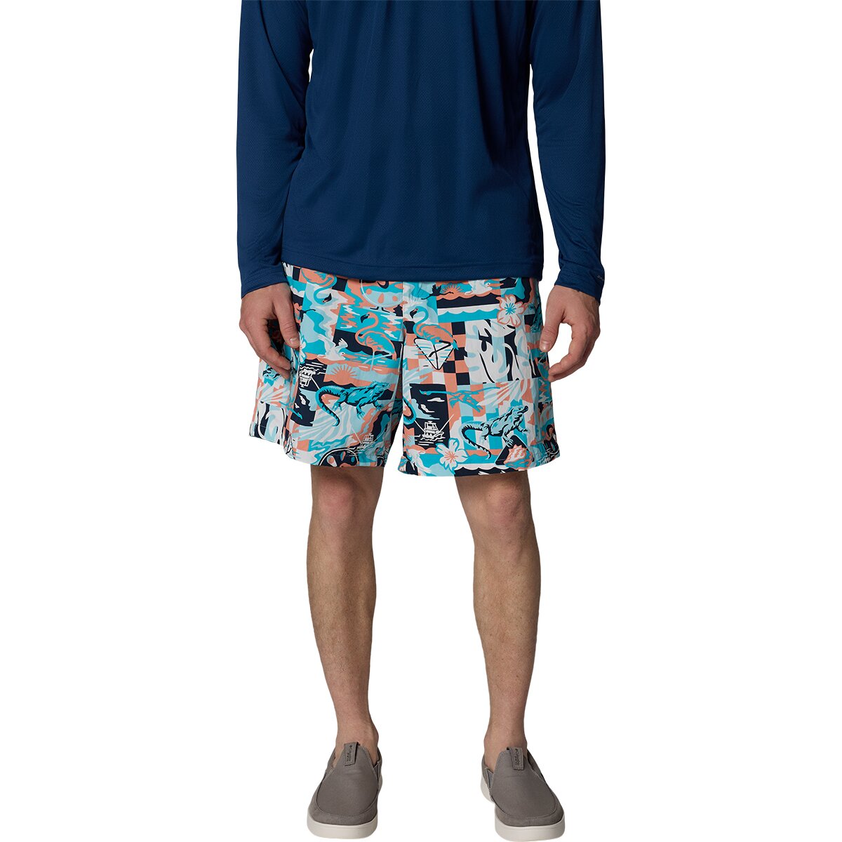 Image of Columbia Super Backcast II 8in Water Short - Men's Bright Nectar Saltwaters, L
