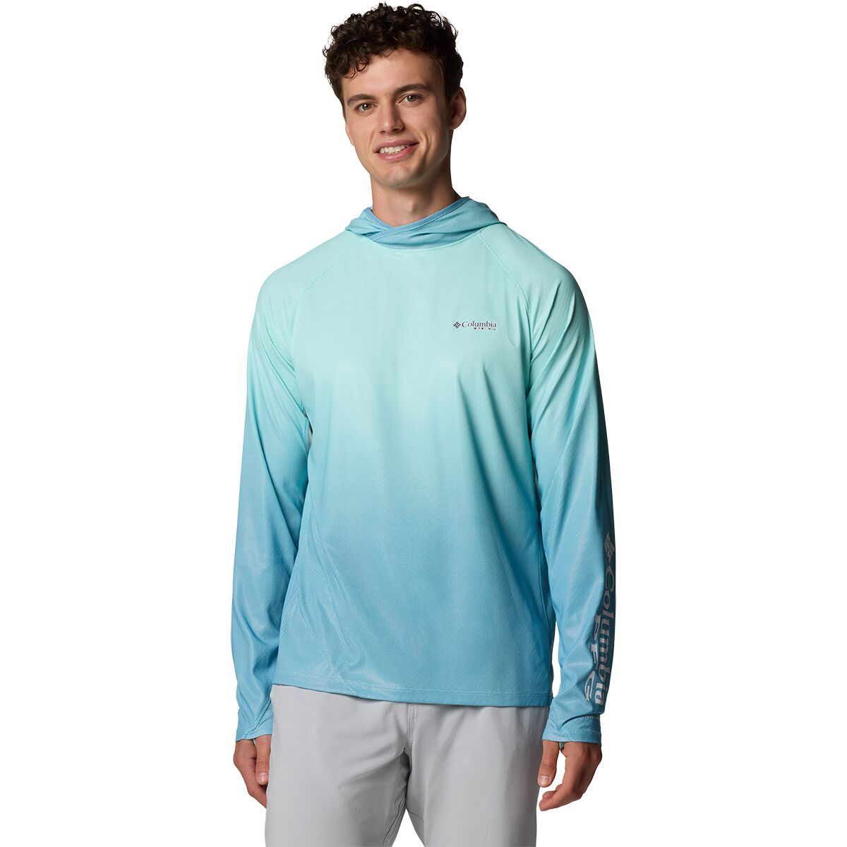 Image of Columbia Terminal Deflector Zero II Hoodie - Men's Blue Echo/Gulf Stream Gradient, L
