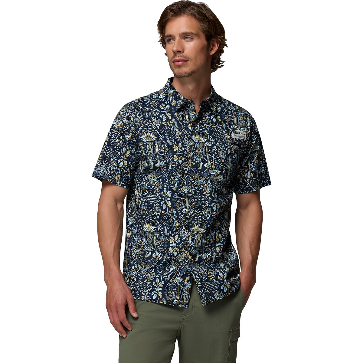 Image of Columbia Wild Cast Camp Shirt - Men's Collegiate Navy Seasirens, XS