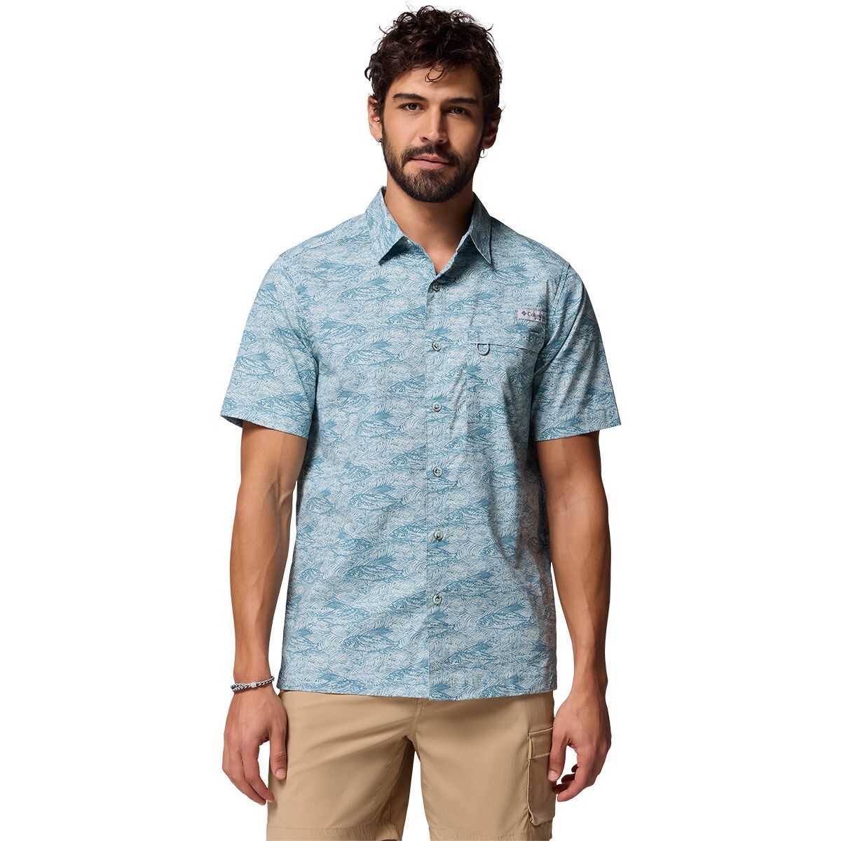 Image of Columbia Wild Cast Camp Shirt - Men's Crushed Blue Pez Gallo, XL