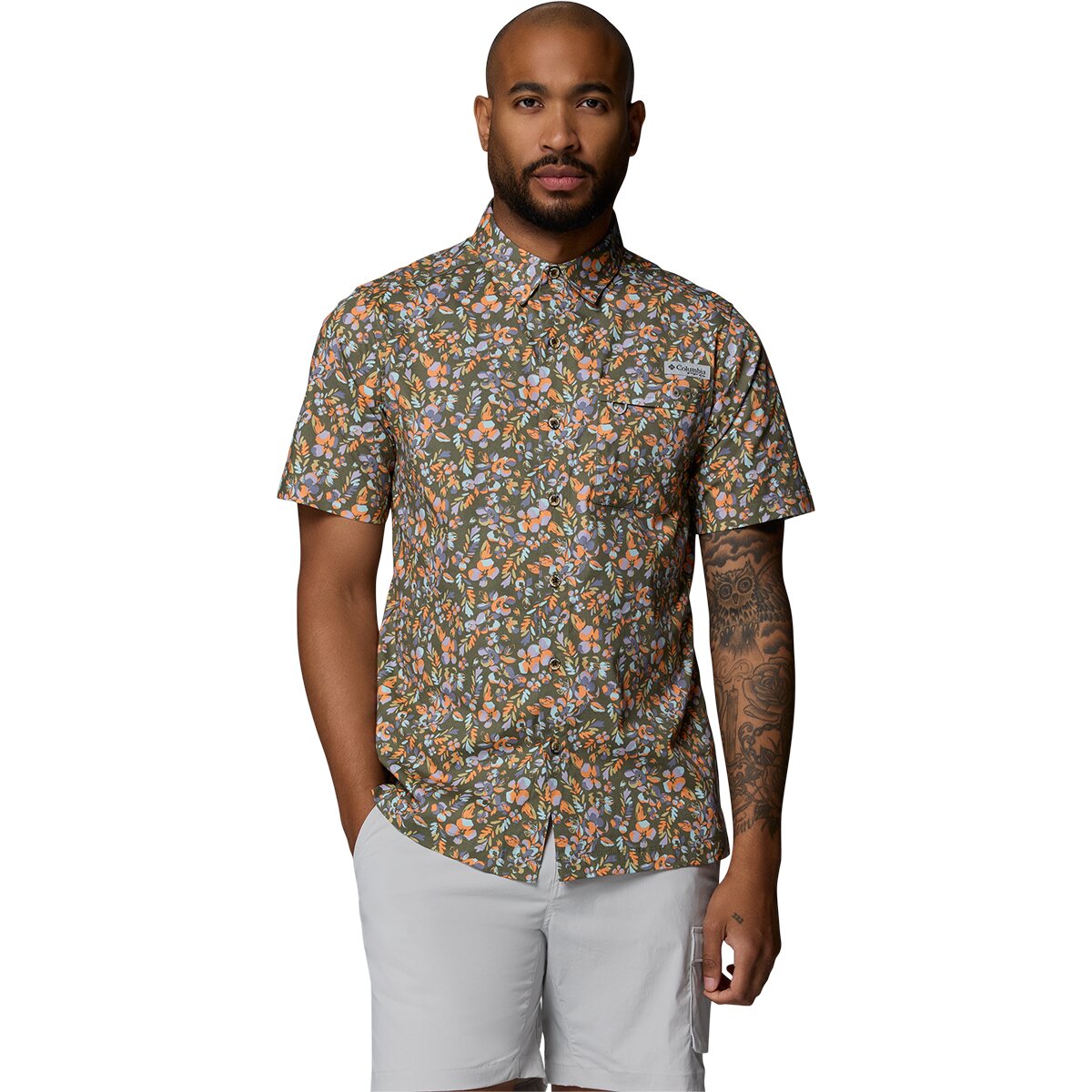 Image of Columbia Wild Cast Camp Shirt - Men's Cypress Tropica, XXL
