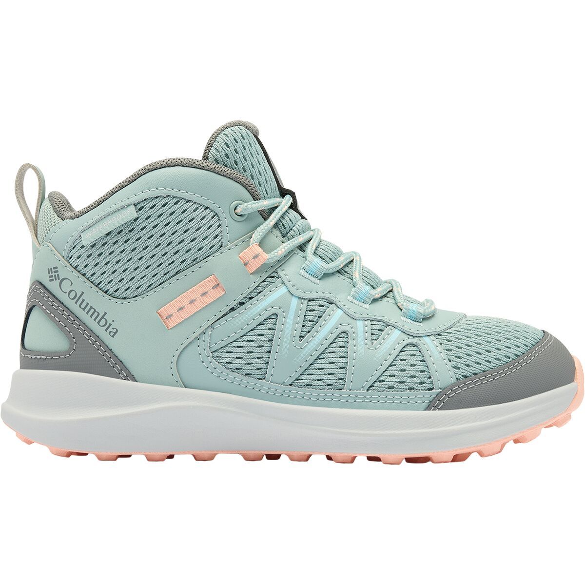 Image of Columbia Peakfreak Rush Mid Waterproof Shoe - Kids' Crushed Blue/Blush Rose, 6.0