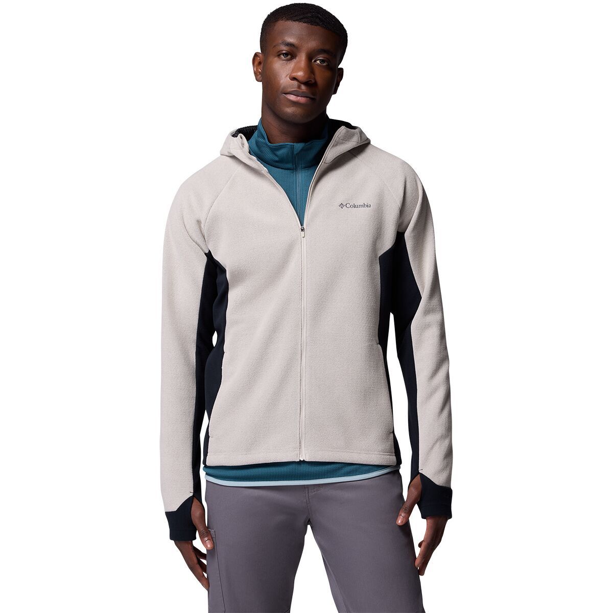 Image of Columbia Arctic Peak Hooded Full-Zip Jacket - Men's Dark Stone/Black, L