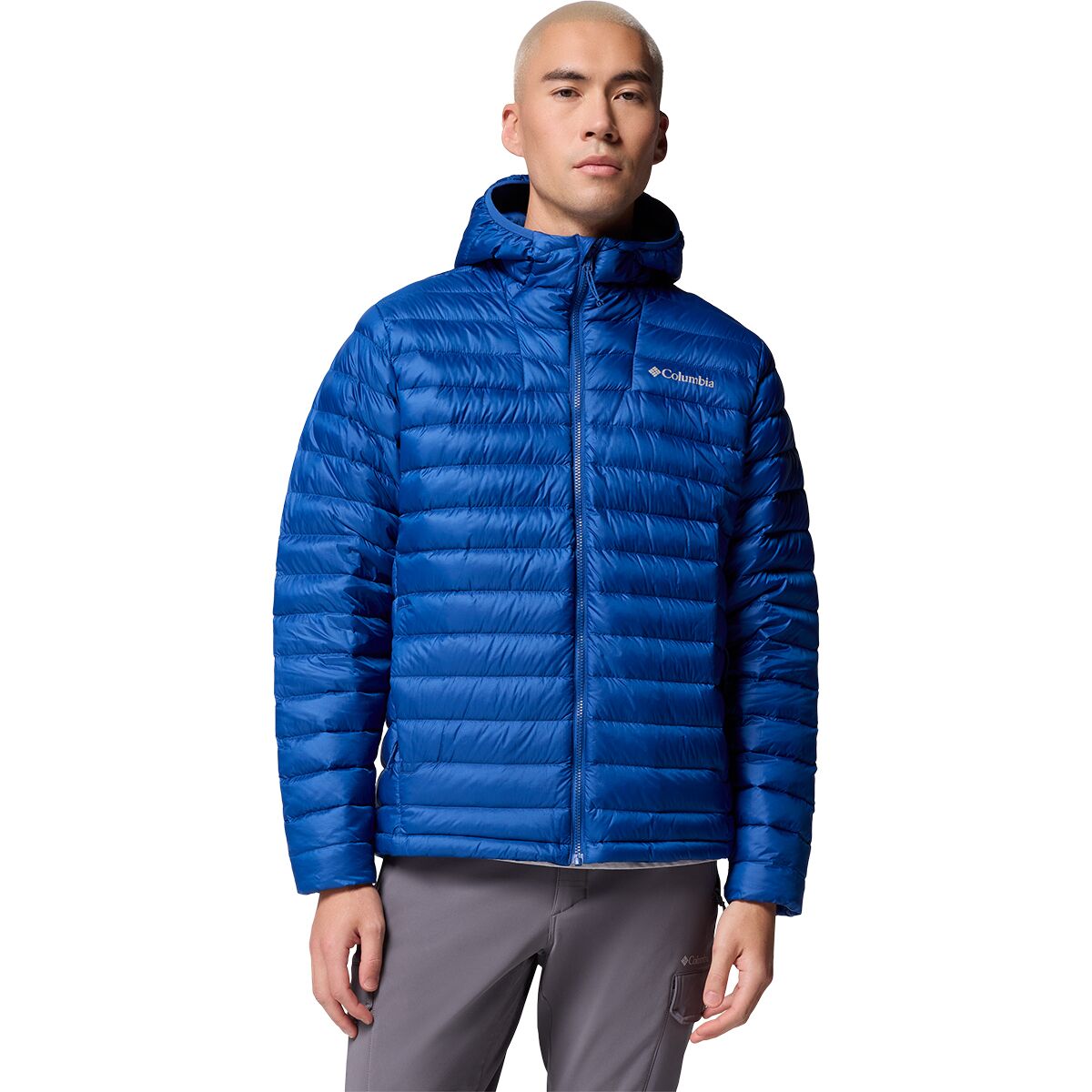 Image of Columbia Corelite Down Hooded Jacket - Men's Mountain Blue, XXL