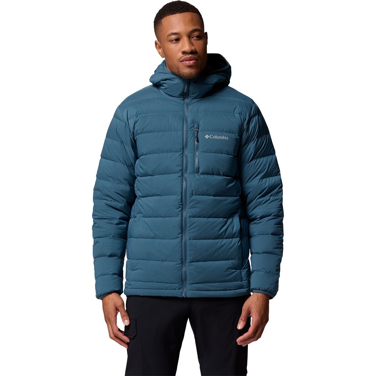 Image of Columbia Drift Peak Stretch Down Hooded Jacket - Men's Everblue, L