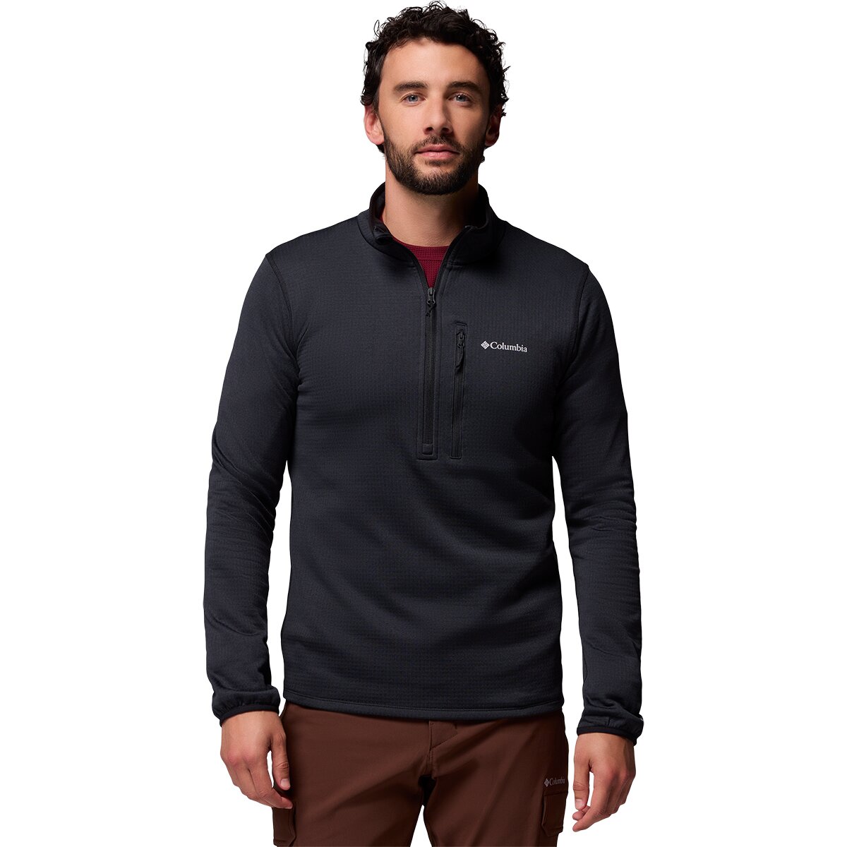 Image of Columbia Essential Hike Grid Fleece 1/2-Zip Jacket - Men's Black, S