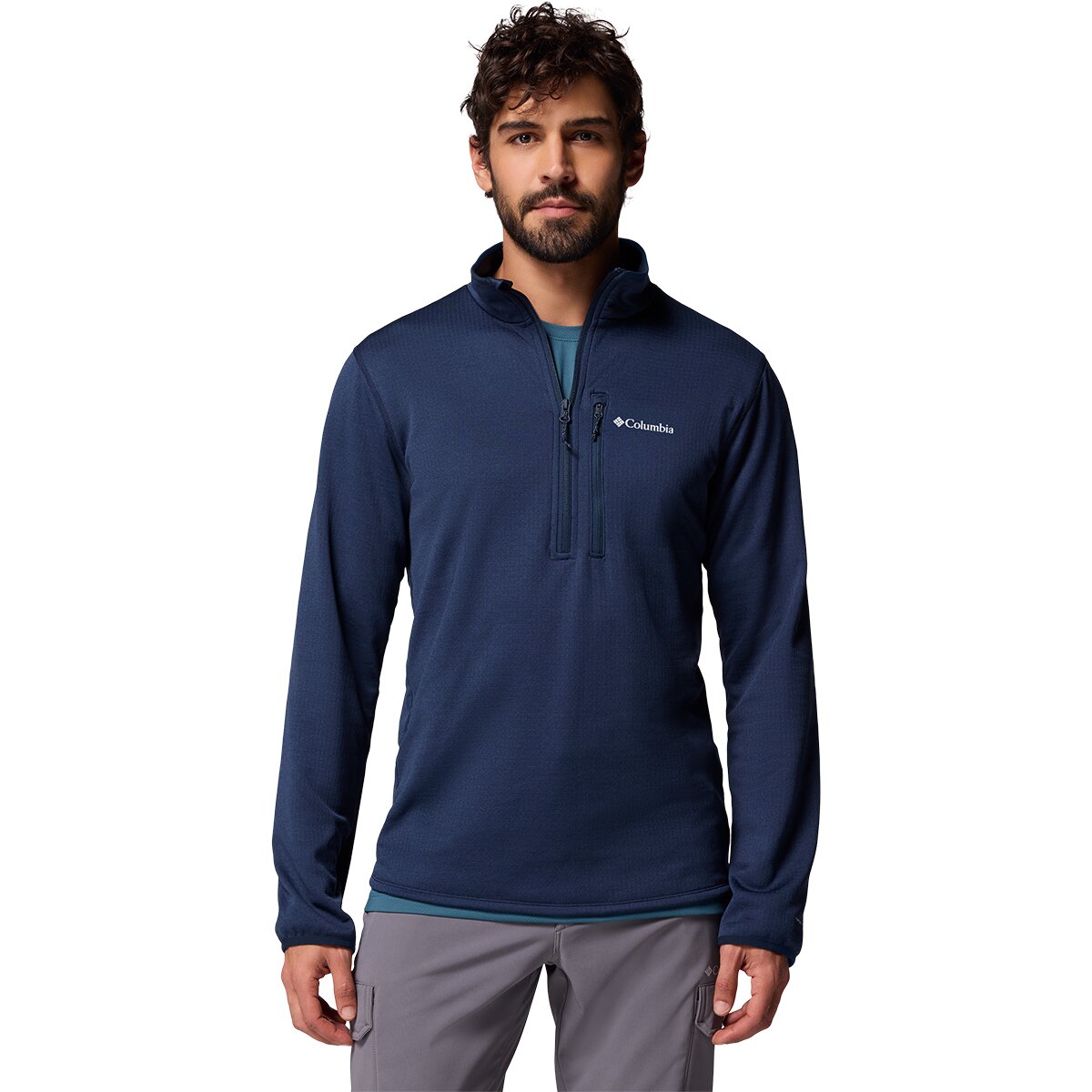 Image of Columbia Essential Hike Grid Fleece 1/2-Zip Jacket - Men's Collegiate Navy, M