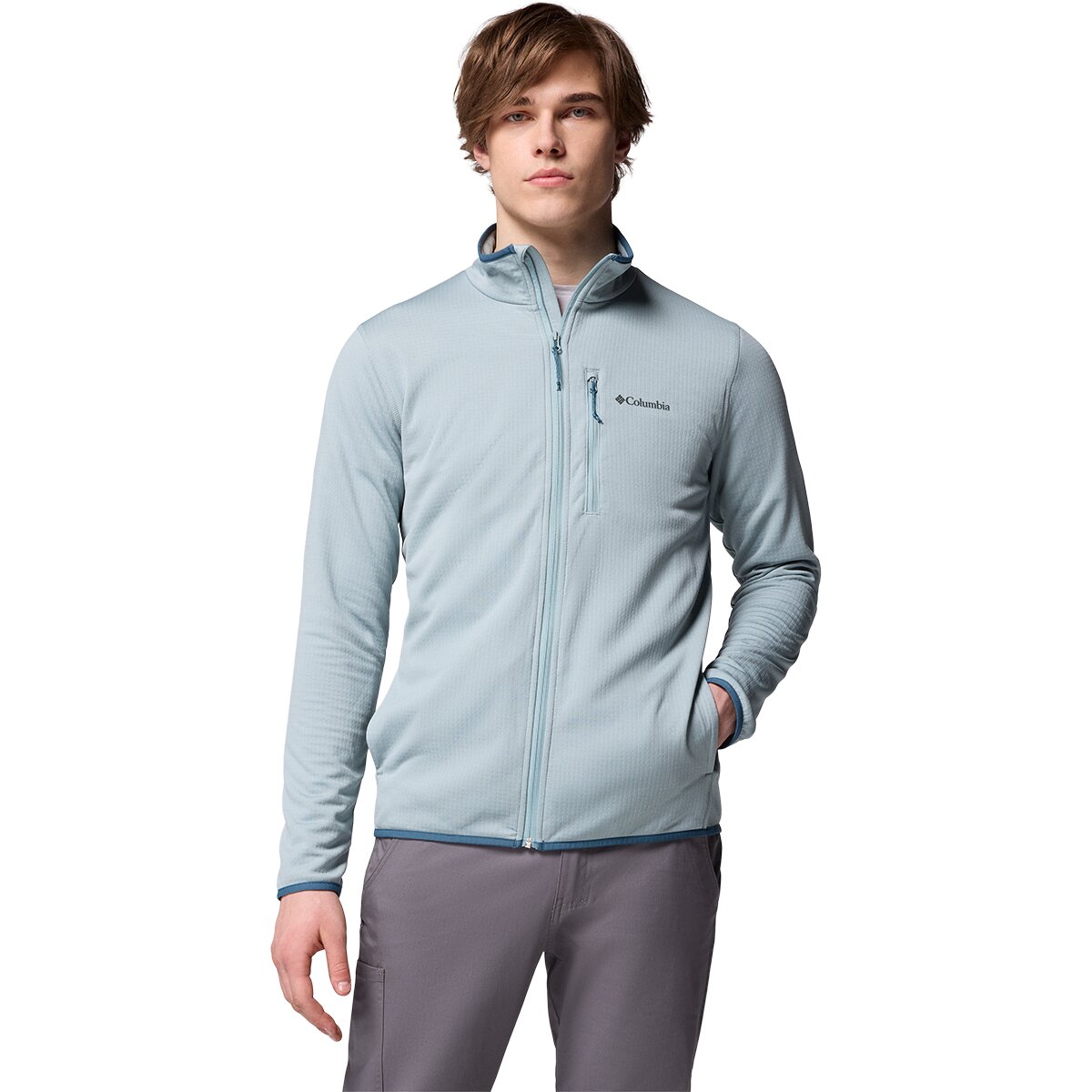 Image of Columbia Essential Hike Grid Fleece Full-Zip Jacket - Men's Crushed Blue, M
