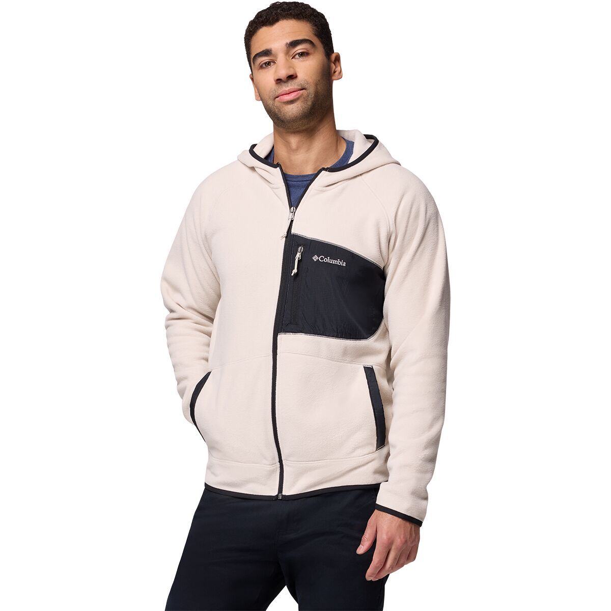 Image of Columbia Fast Trek Overlay Hooded Full-Zip Jacket - Men's Dark Stone/Black, XL