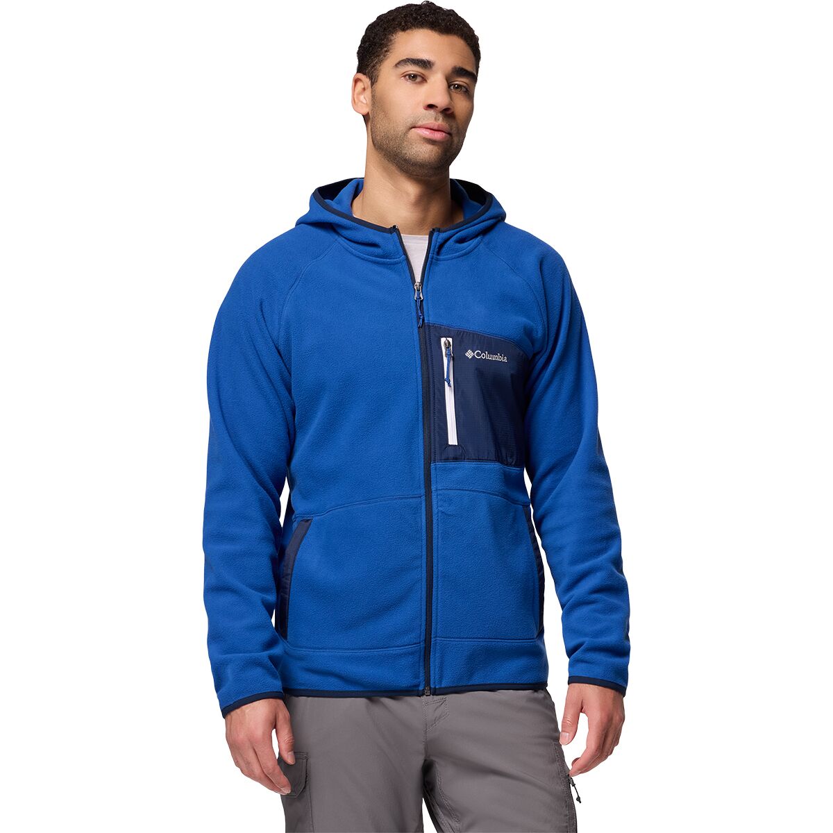 Columbia Fast Trek Overlay Hooded Full-Zip Jacket - Men's Mountain Blue/Collegiate Navy, XXL