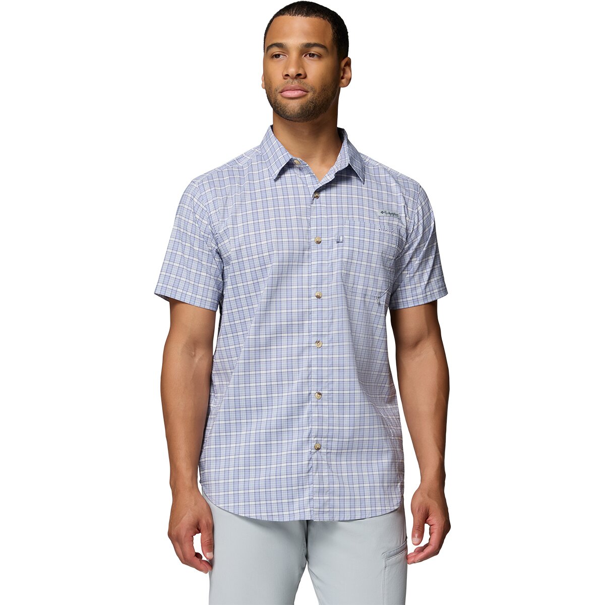 Image of Columbia Harbor Peak Short-Sleeve Shirt - Men's Twilight Offshore Tartan, S