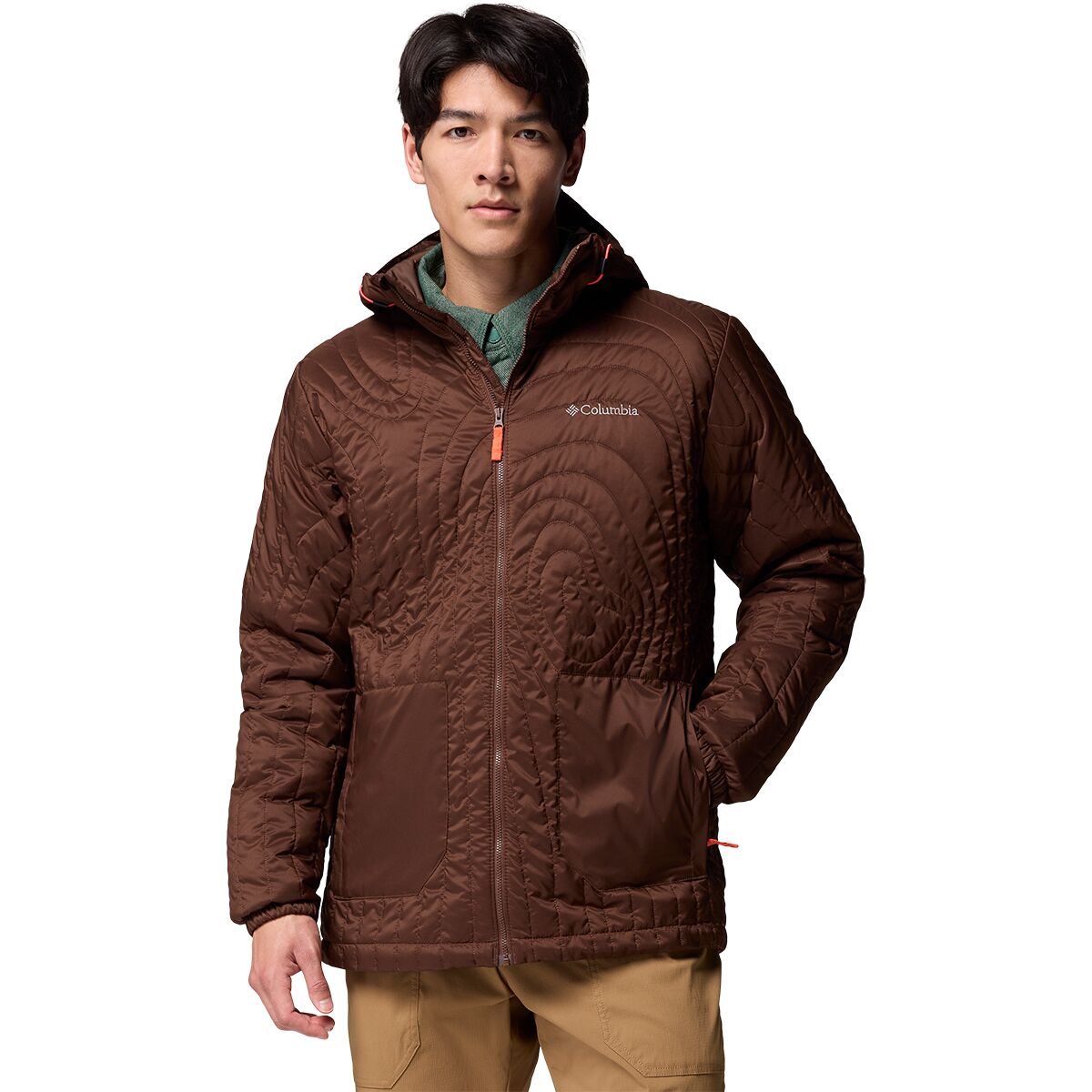 Image of Columbia Landroamer Quilted Hooded Jacket - Men's Tobacco, S
