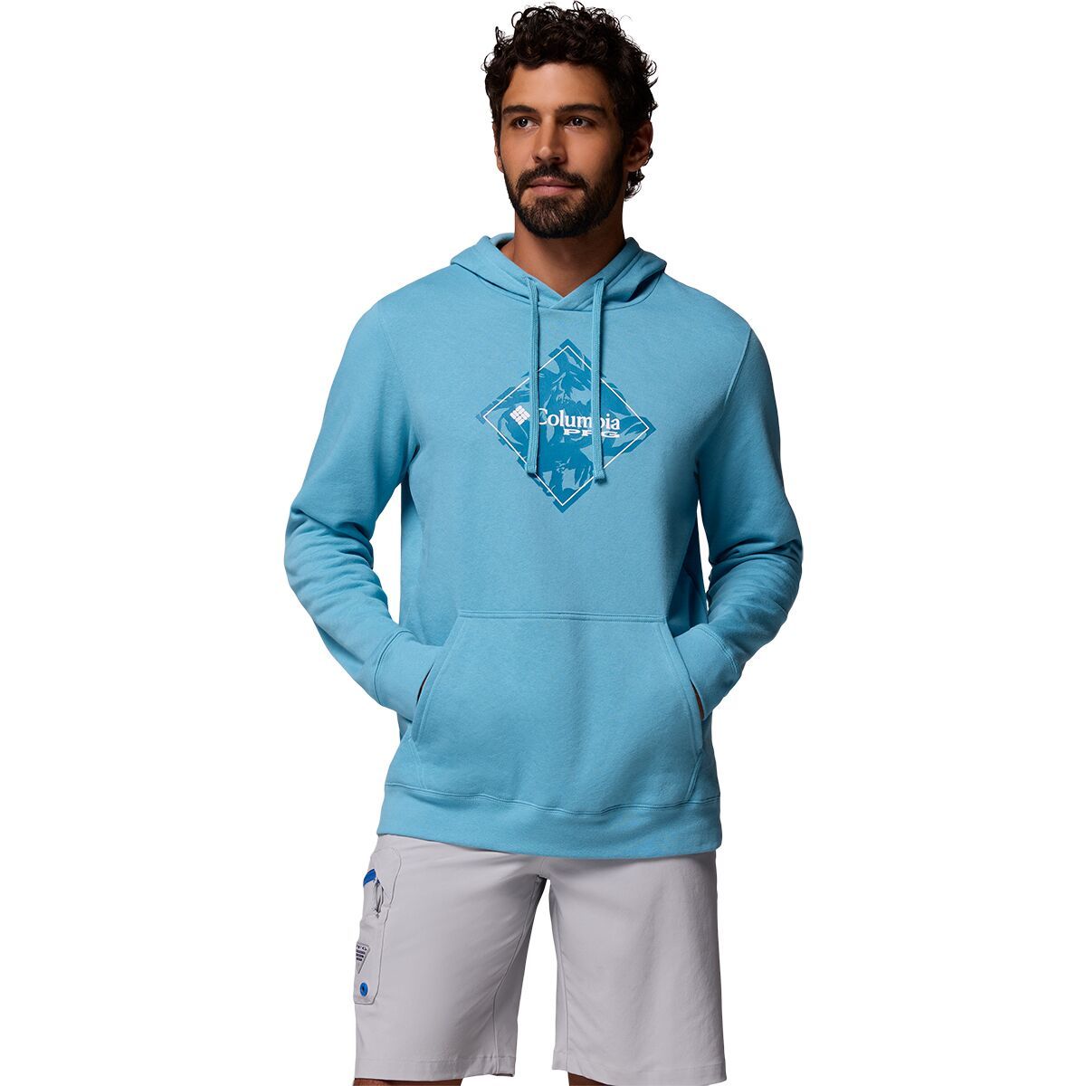Image of Columbia PFG Diamond Fill Hoodie - Men's Vintage Blue/Diamond Fill, L