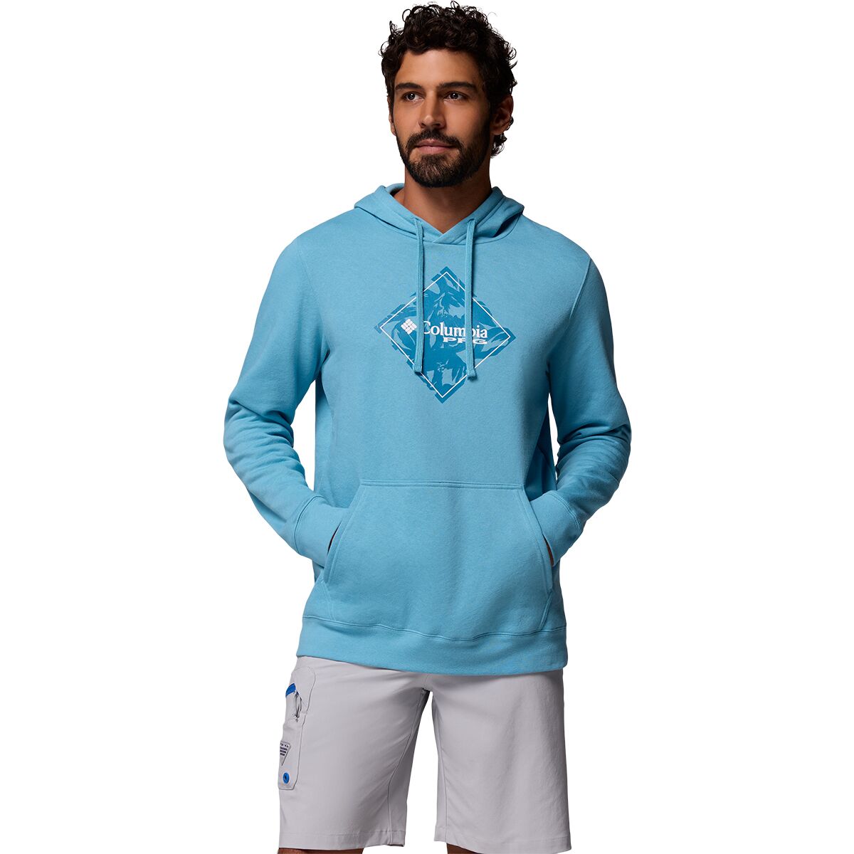 Image of Columbia PFG Diamond Fill Hoodie - Men's Vintage Blue/Diamond Fill, M