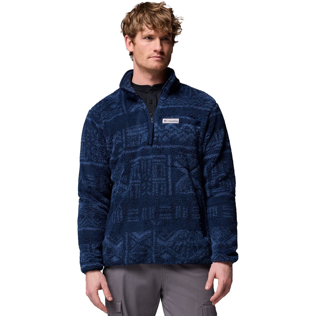 Image of Columbia Rugged Ridge High Pile 1/2-Zip Jacket - Men's Collegiate Navy Deschutes Days, XXL