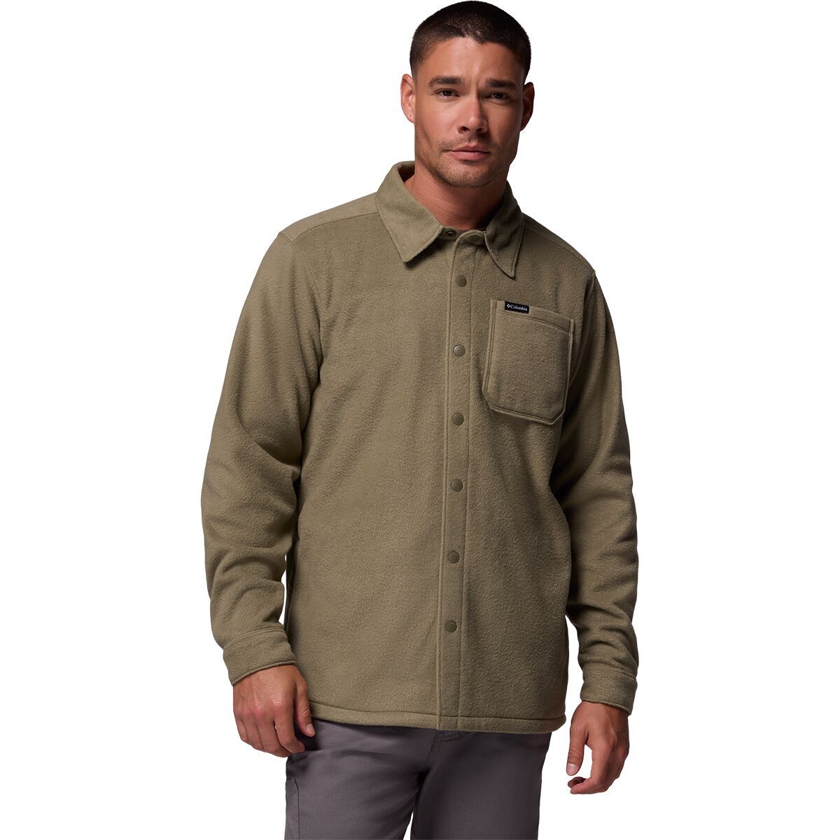 Image of Columbia Steens Mountain Solid Shirt Jacket - Men's Stone Green, S