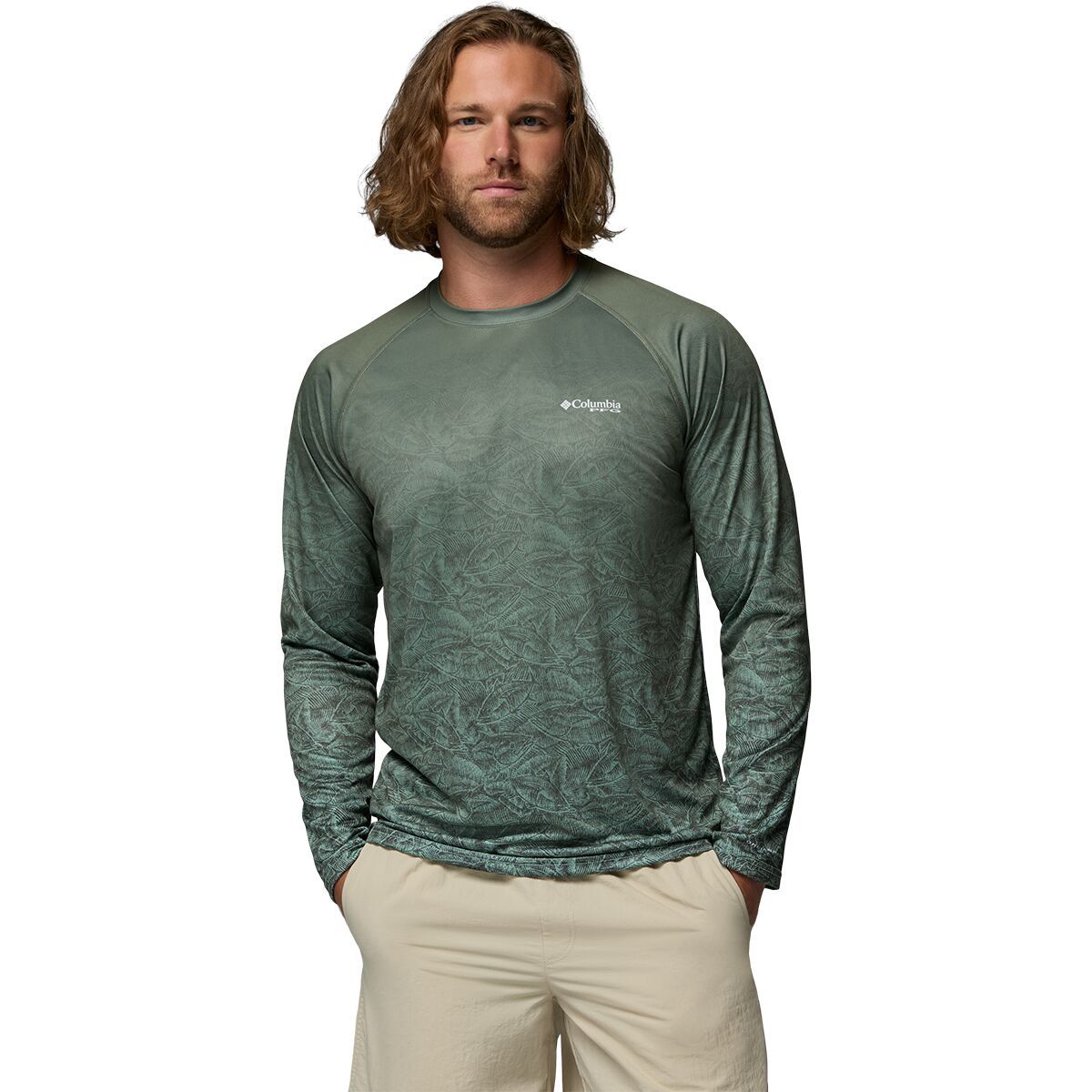 Image of Columbia Super Terminal Tackle PFG Border Circle Shirt - Men's Misty Jade/Tunny, S