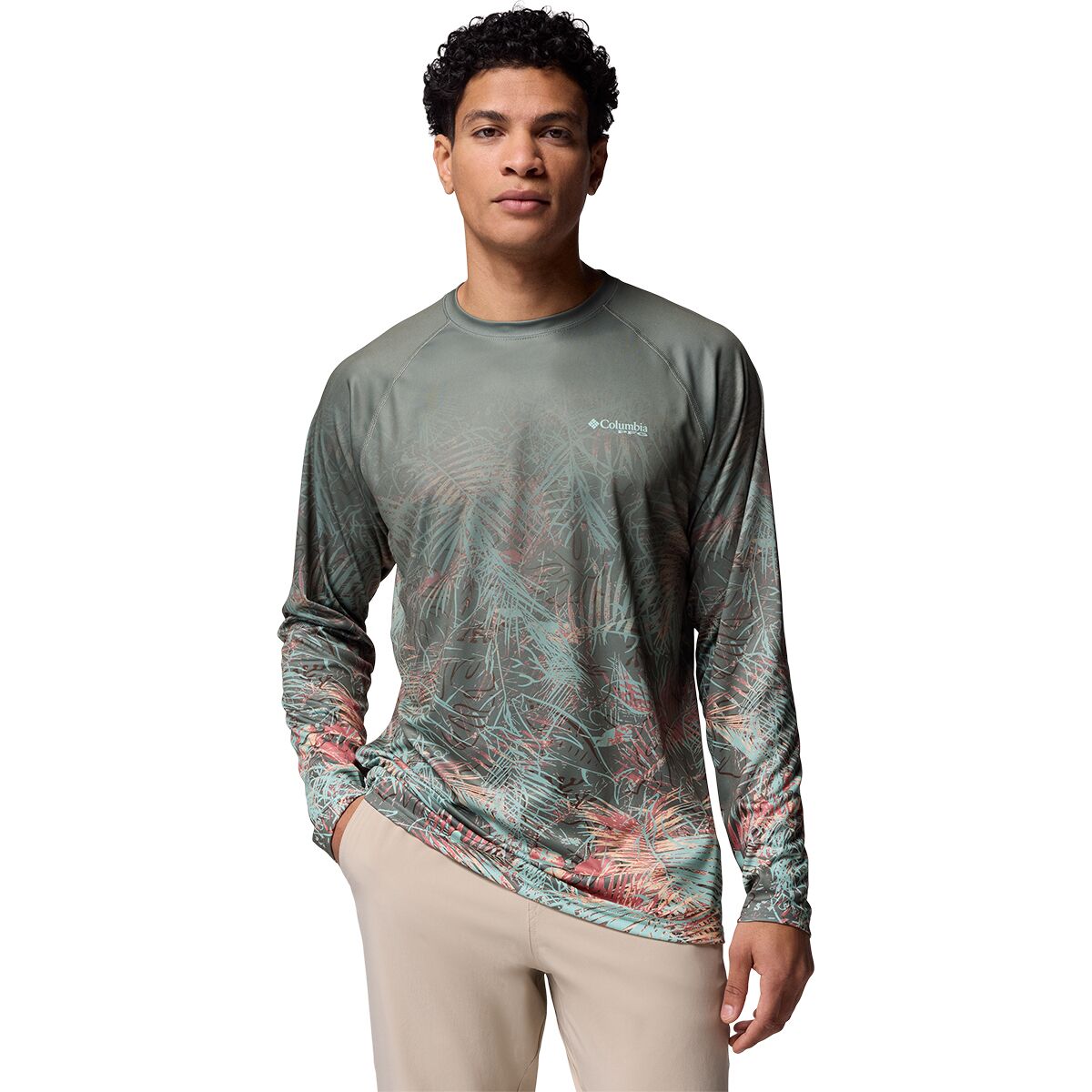 Image of Columbia Super Terminal Tackle PFG Border Circle Shirt - Men's Rosewood/Hooked Up, S