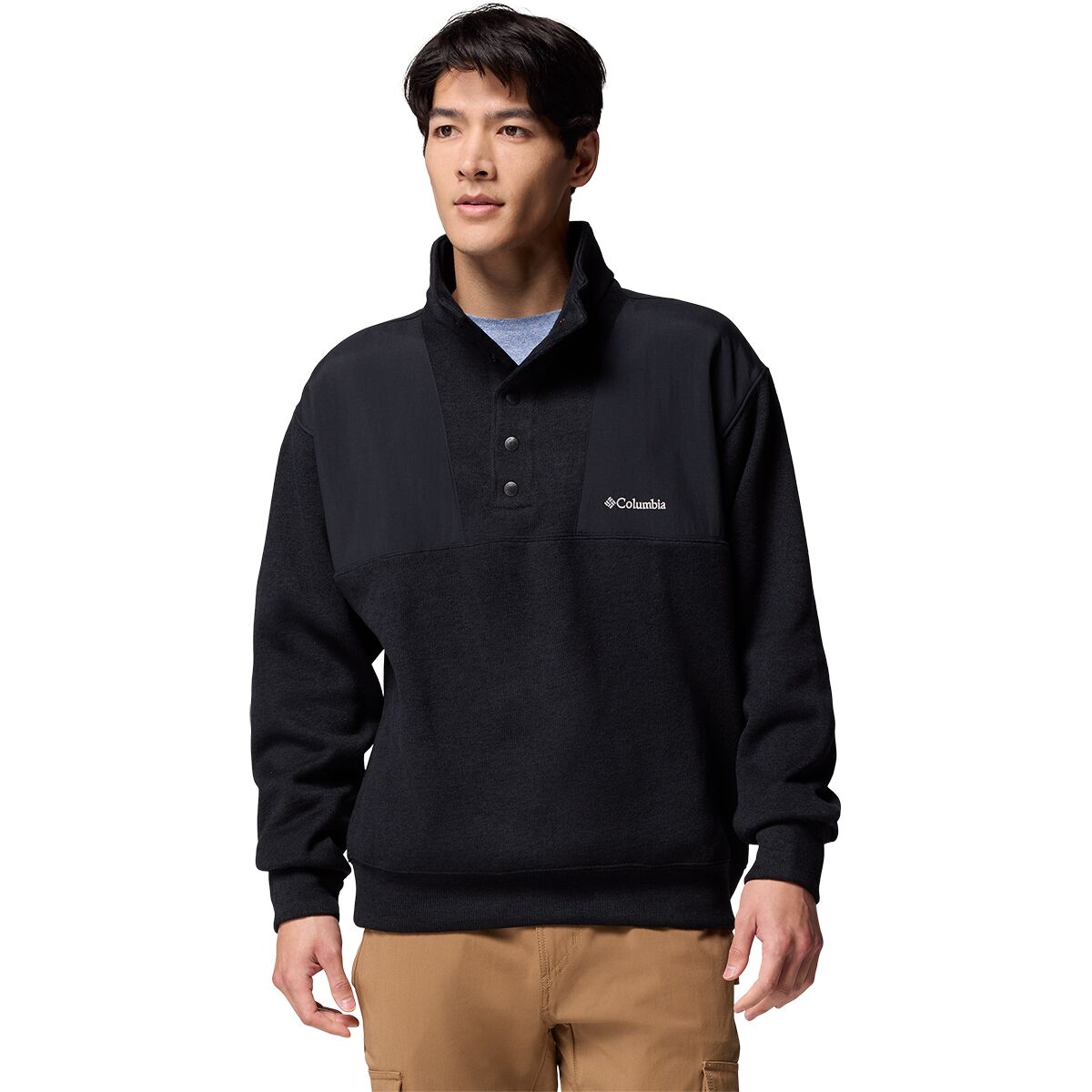 Image of Columbia Sweater Weather Relaxed Fit 1/4-Zip Jacket - Men's Black Heather, L