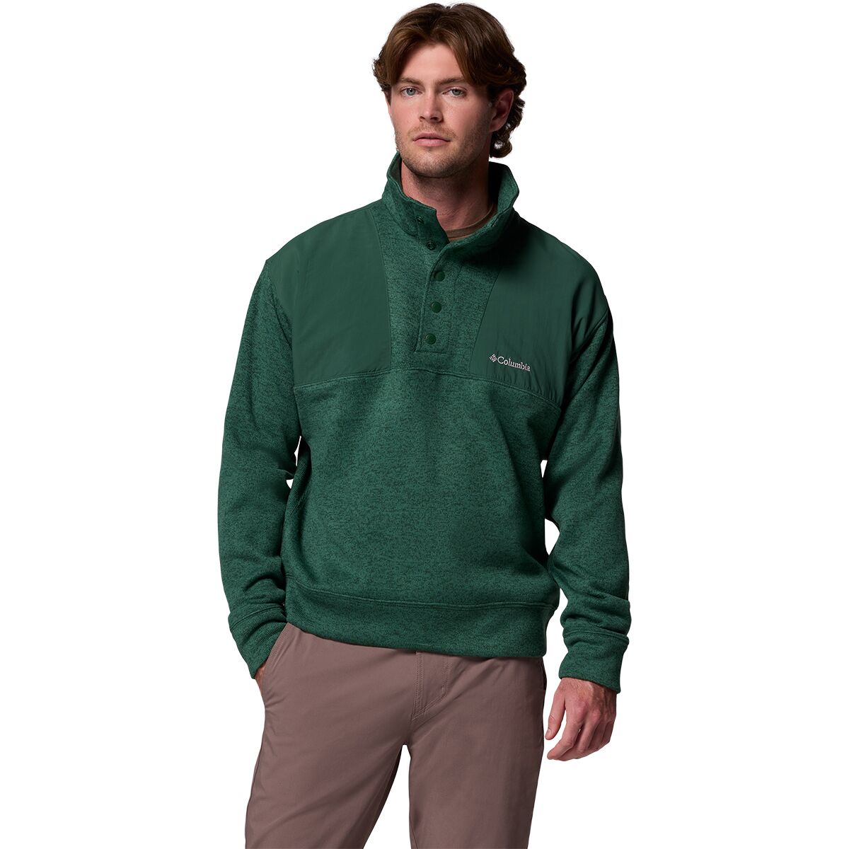 Image of Columbia Sweater Weather Relaxed Fit 1/4-Zip Jacket - Men's Rain Forest Heather, S