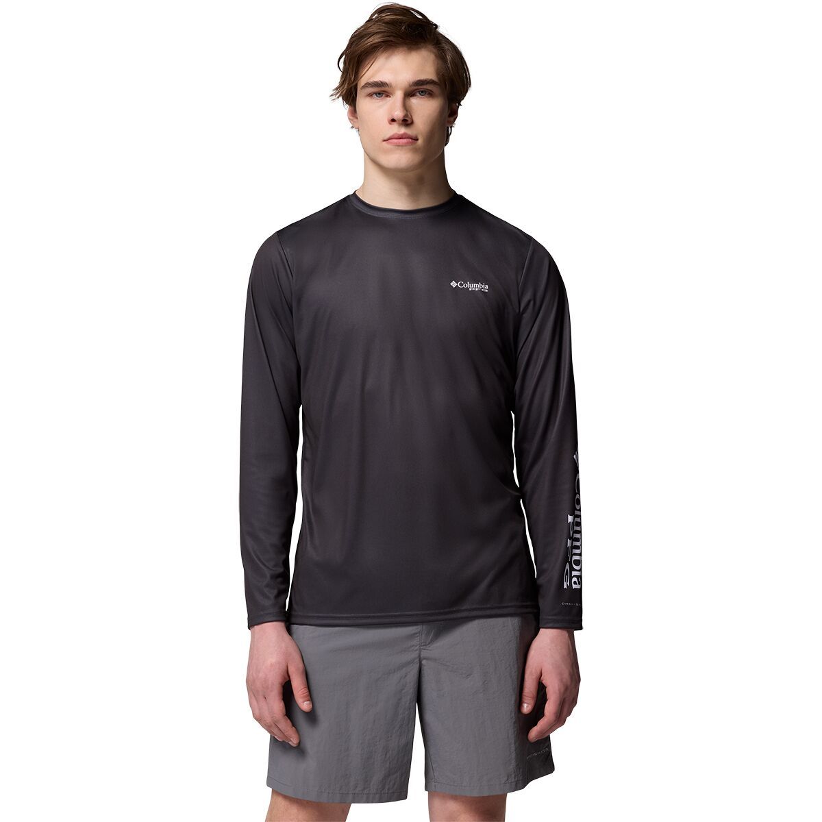 Image of Columbia Terminal Tackle PFG Border Hex Long-Sleeve Shirt - Men's Shark/Tejas Fill, L