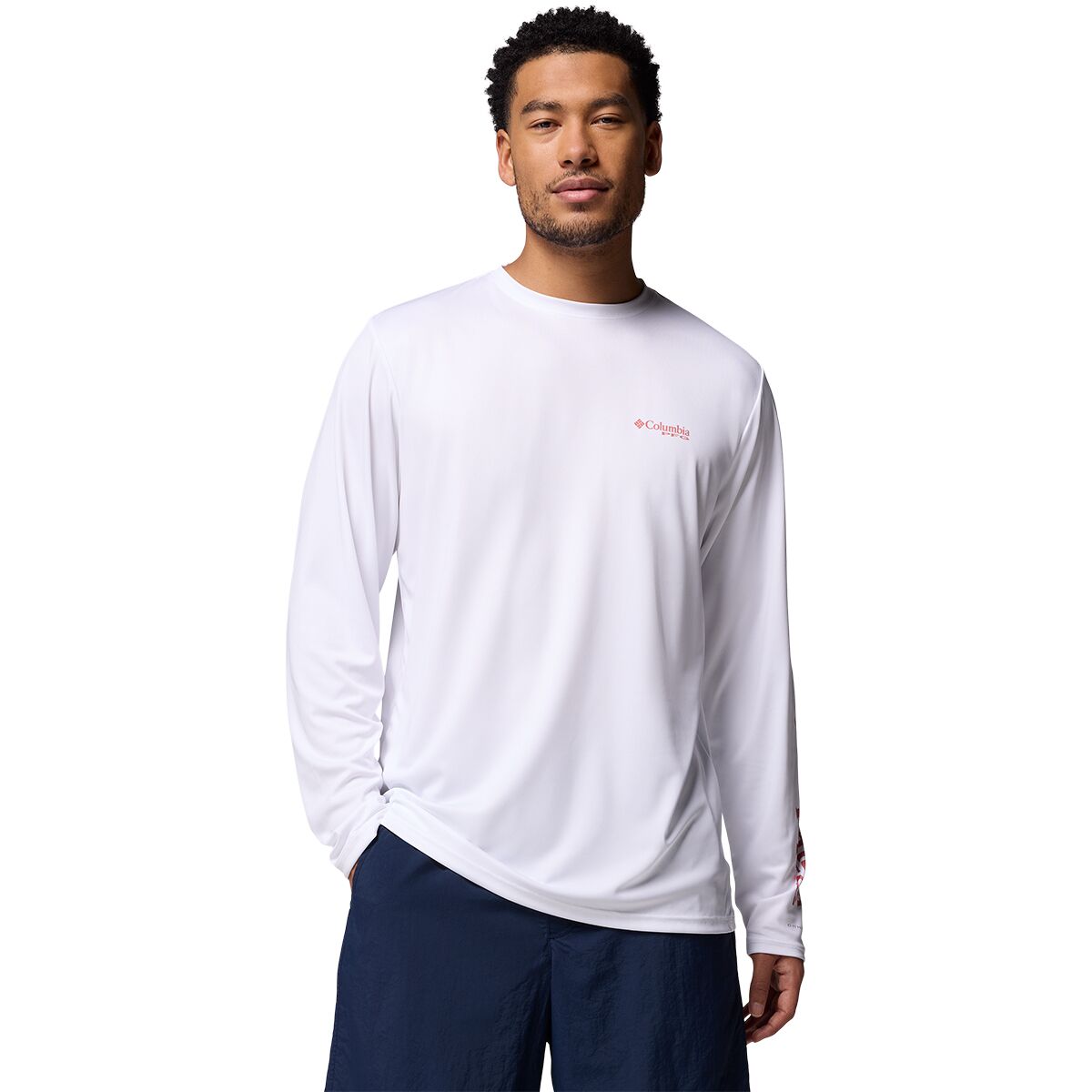 Image of Columbia Terminal Tackle PFG Border Hex Long-Sleeve Shirt - Men's White/Tunny Fill, XXL