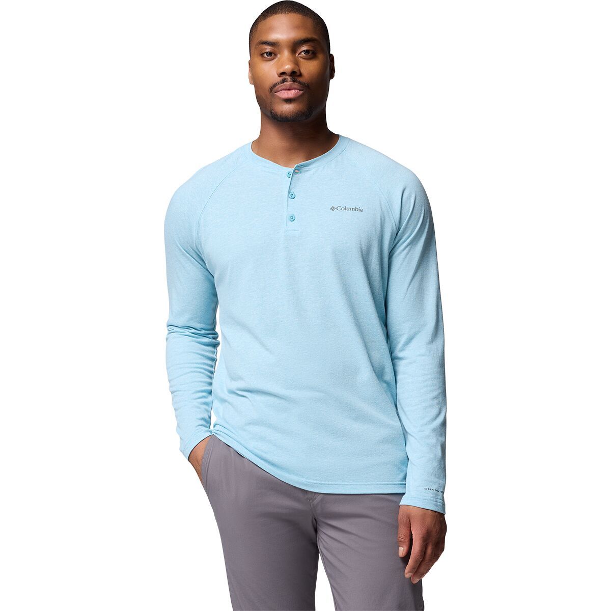 Image of Columbia Thistletown Hills Raglan Henley Shirt - Men's Vintage Blue Heather, XXL