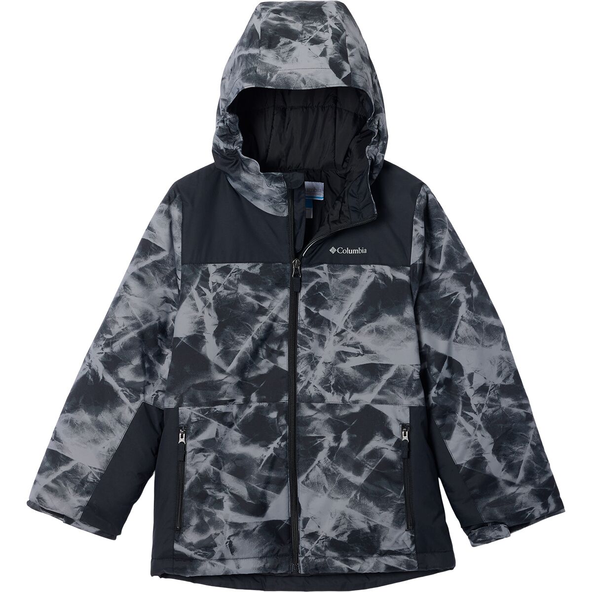 Image of Columbia Lightning Lift IV Printed Jacket - Boys' Black Icy Peaks/Black, S