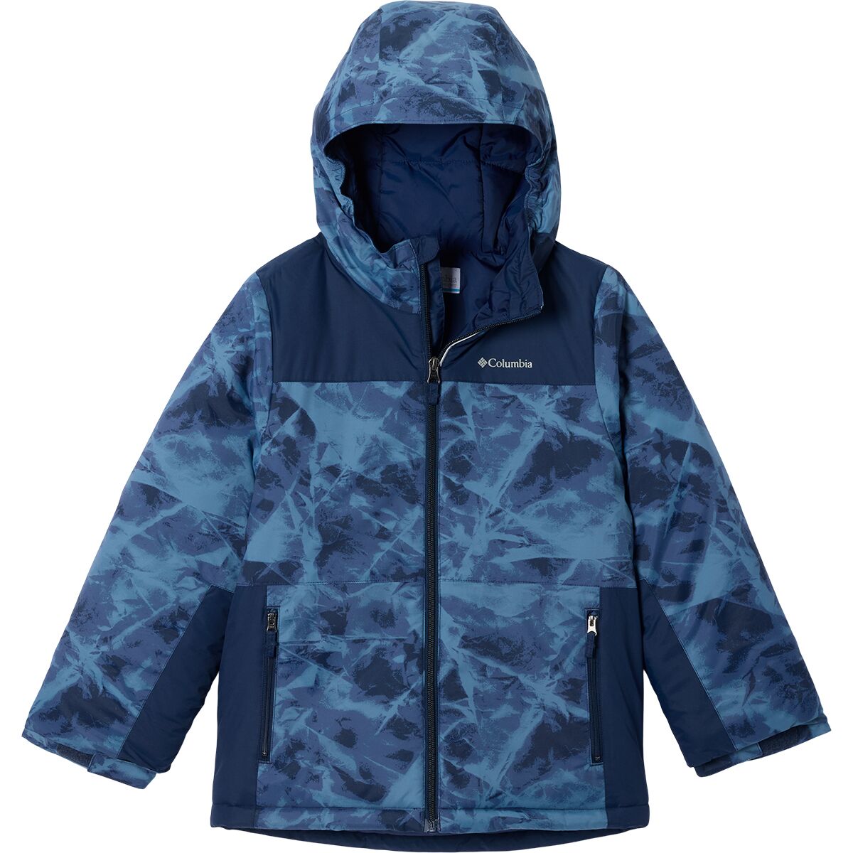 Image of Columbia Lightning Lift IV Printed Jacket - Boys' Collegiate Navy Icy Peaks/Coll Navy, M