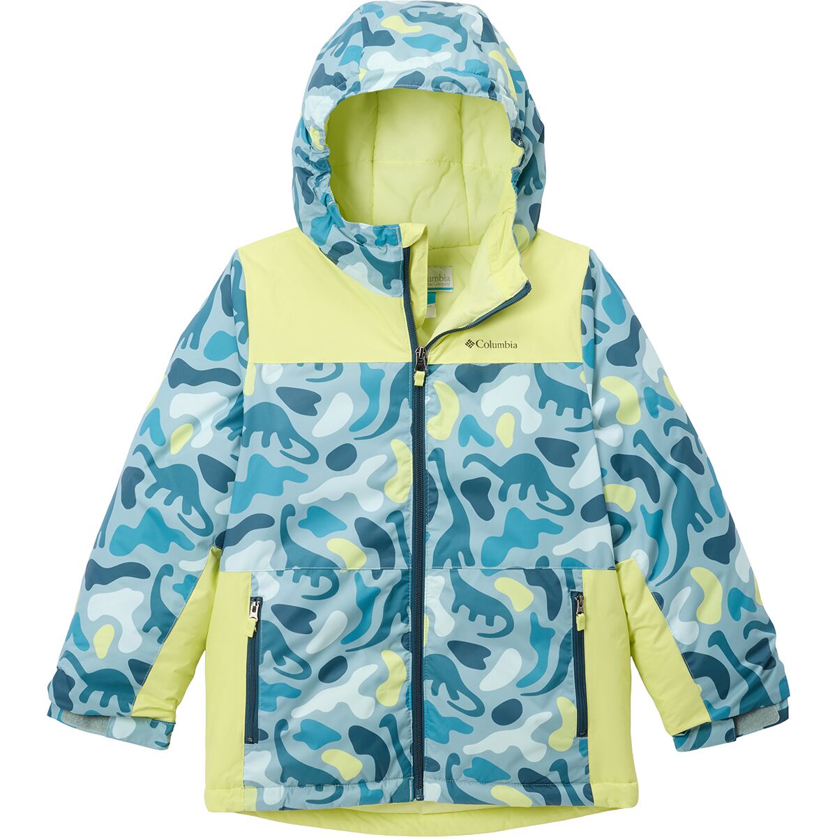 Image of Columbia Lightning Lift IV Printed Jacket - Boys' Crushed Blue Dinoflauge/Neon Light, M