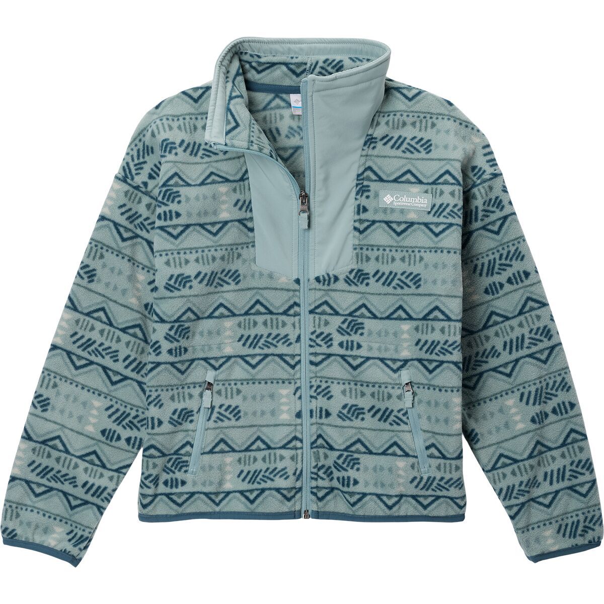 Image of Columbia Sequoia Grove Printed Full-Zip Fleece Jacket - Kids' Crushed Blue Horizons/Crushed Blue, XL