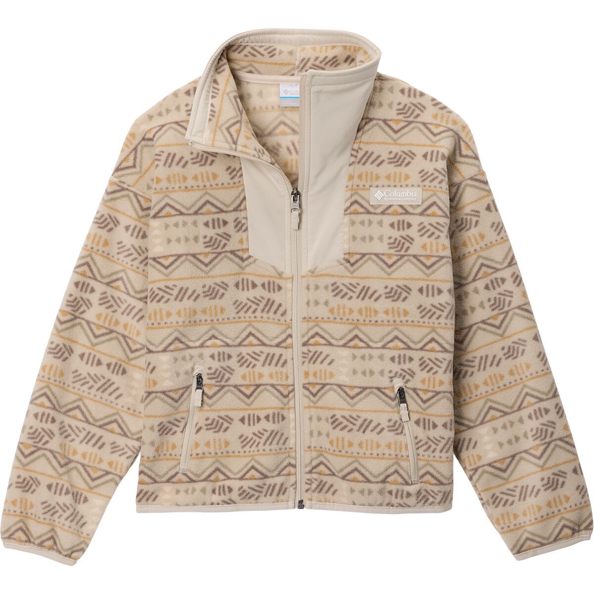 Image of Columbia Sequoia Grove Printed Full-Zip Fleece Jacket - Kids' Dark Stone Horizons/Dark Stone, XS