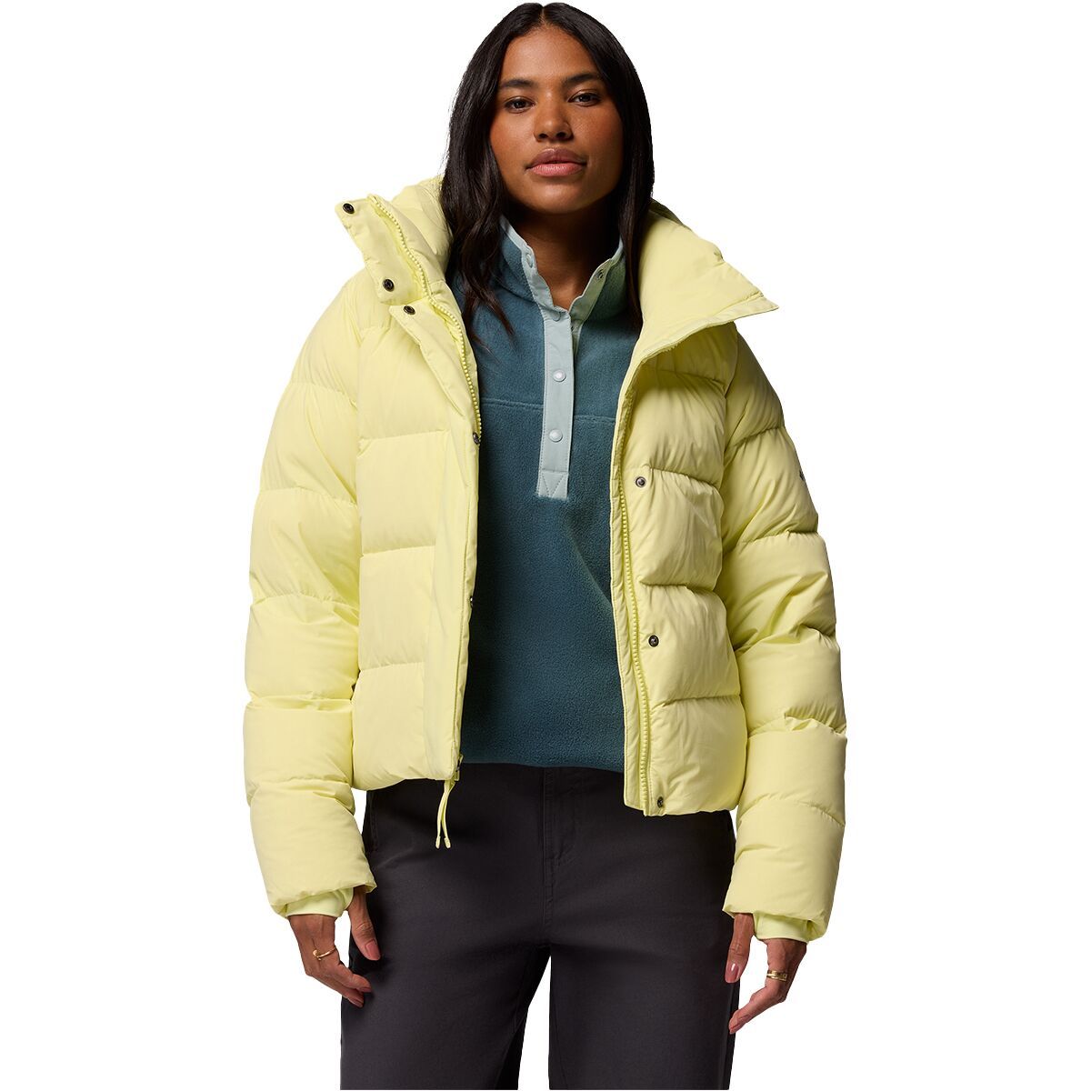 Image of Columbia Amaze Puff Hooded Jacket - Women's Citron Haze, XS