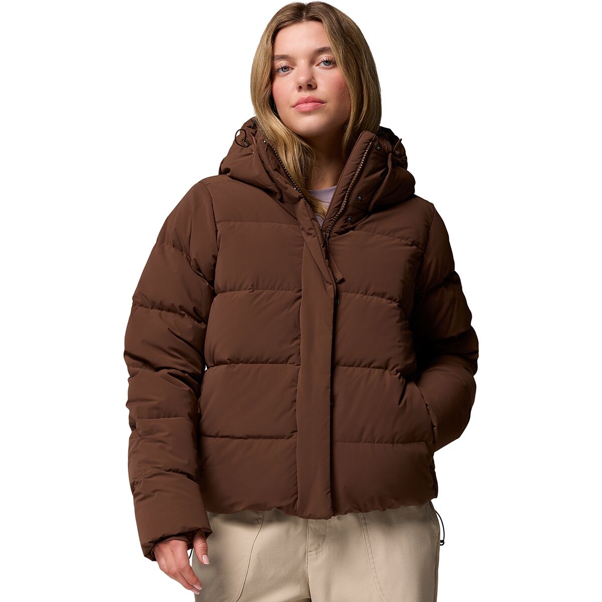 Image of Columbia Amaze Puff Hooded Jacket - Women's Tobacco, XS