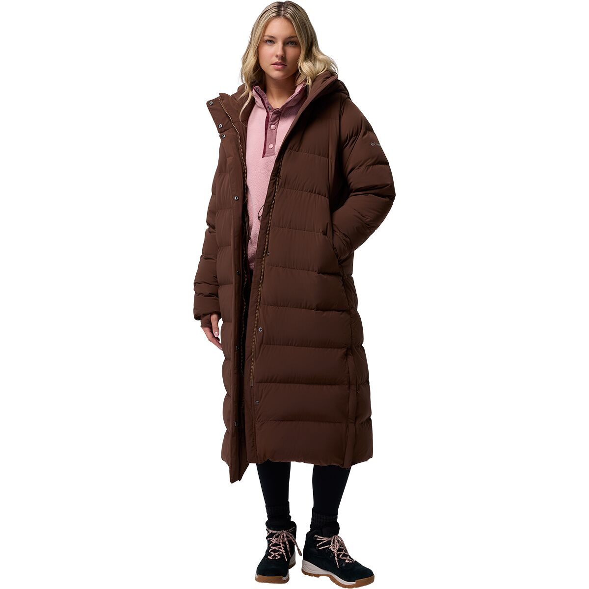 Image of Columbia Amaze Puff Long Hooded Jacket - Women's Tobacco, M