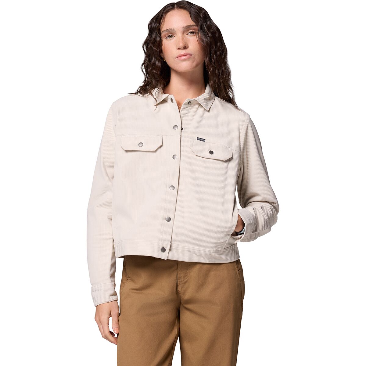 Image of Columbia Blue Point Creek Short Corduroy Shirt Jacket - Women's Dark Stone, L