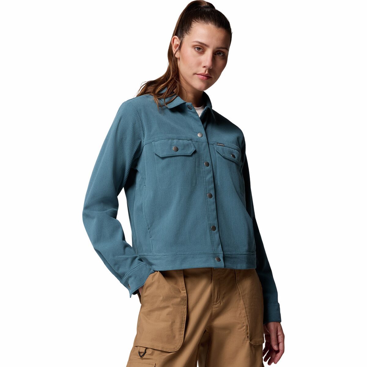 Image of Columbia Blue Point Creek Short Corduroy Shirt Jacket - Women's Everblue, L