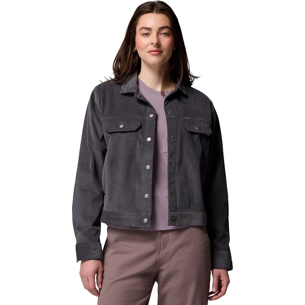 Image of Columbia Blue Point Creek Short Corduroy Shirt Jacket - Women's Shark, XL